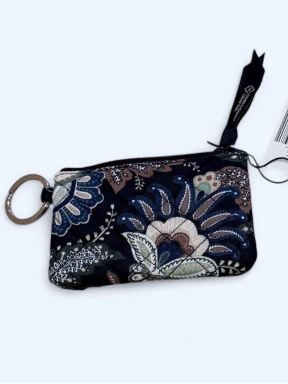 Vera Bradley Navy Floral Quilted Key & Card Holder